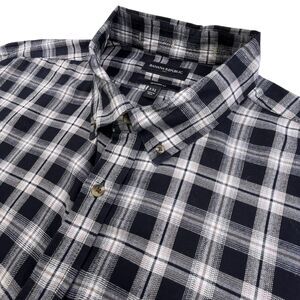 Banana Republic Untucked Fit Shirt Men 2XL Gray White Plaid Long Sleeve Button